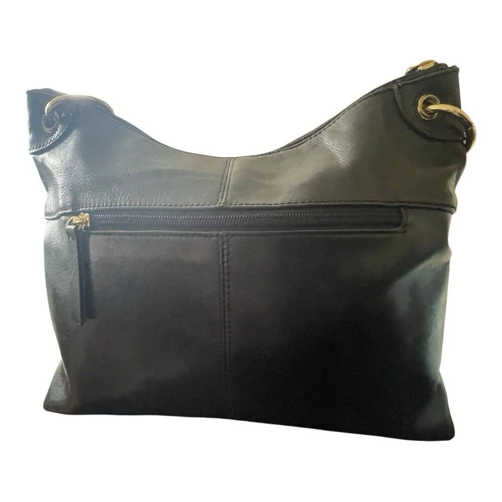 Tignanello Black Leather Shoulder Bucket Bag 12.5”{L}X9.5{H}X4.5”{W} Purse Work - Picture 3 of 13